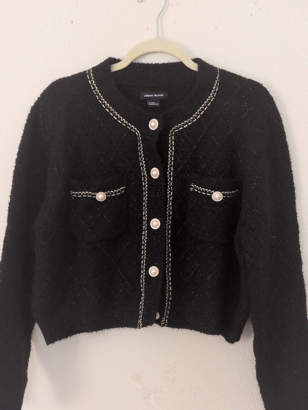 Urban Revivo Pearl Button Cropped Cardigan Size XL